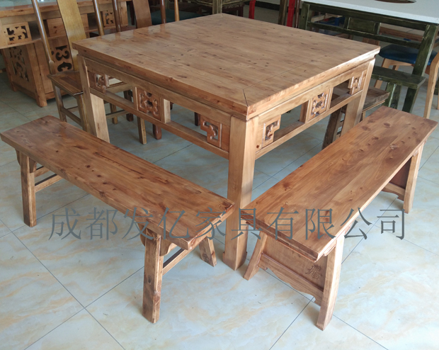 实木中餐桌,实木雕花火锅桌餐桌椅